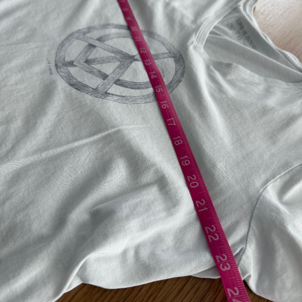 Life Is Good Graphic Tee Shirt, White with Pencil Heart Peace Sketch, Size XXL - Picture 4 of 5